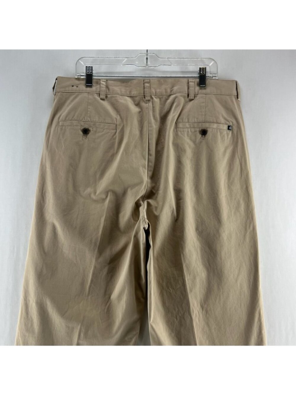 Brooks Brothers 346 Chino Pants Mens 36x32 Cotton Twill Pleated Cuffed Hem Beige - Picture 8 of 12